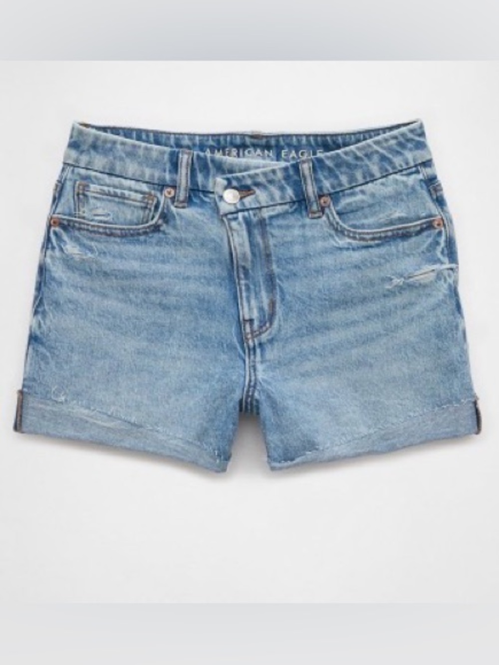 American Eagle Outfitters Stretchy Curvy Ripped Denim Mom Short 16